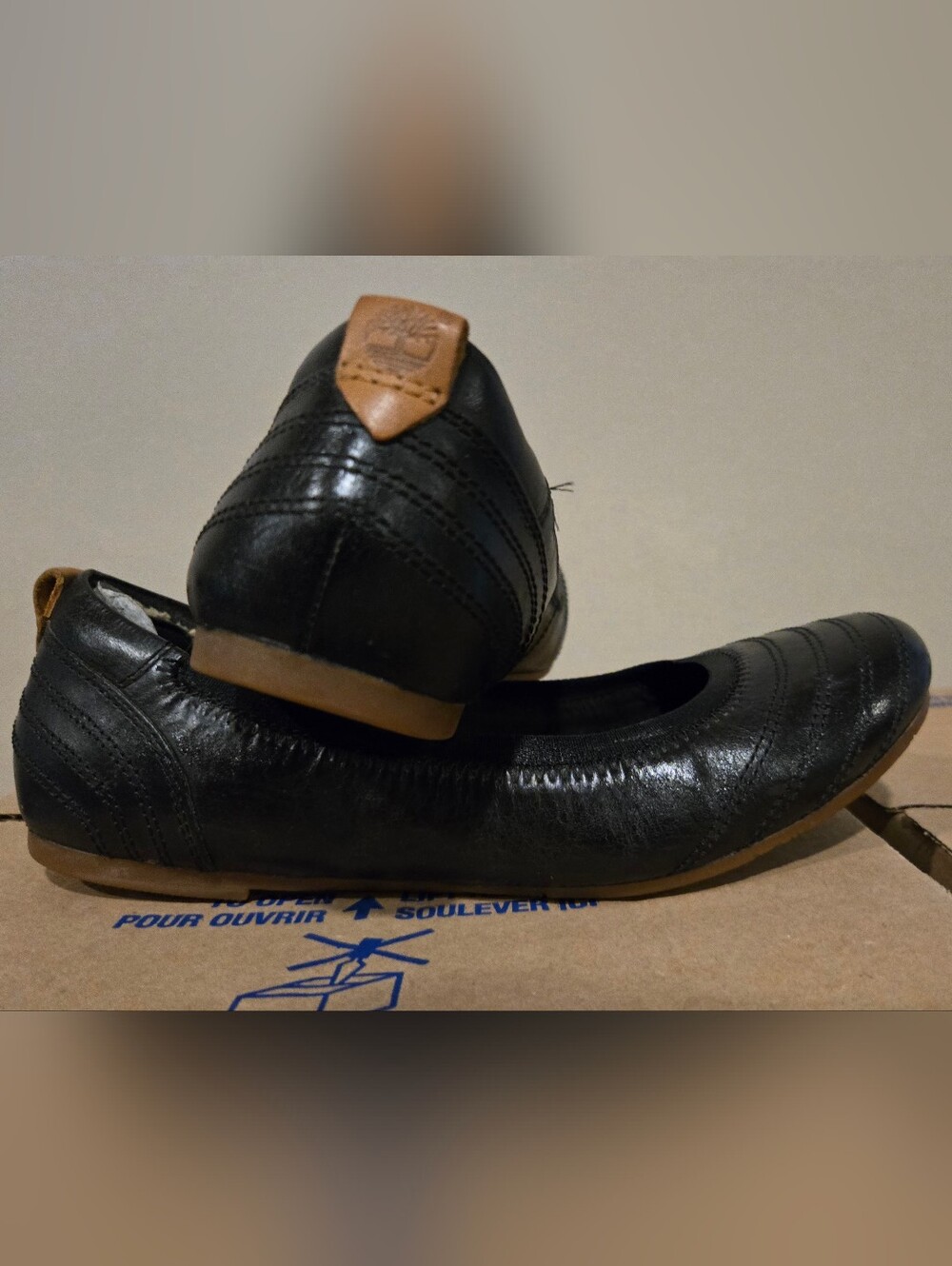 Timberland Black Leather Ballet Flats